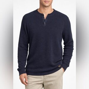 Polo Ralph Lauren Waffle Knit Henley Sweater Men’s XL Navy Blue Cotton